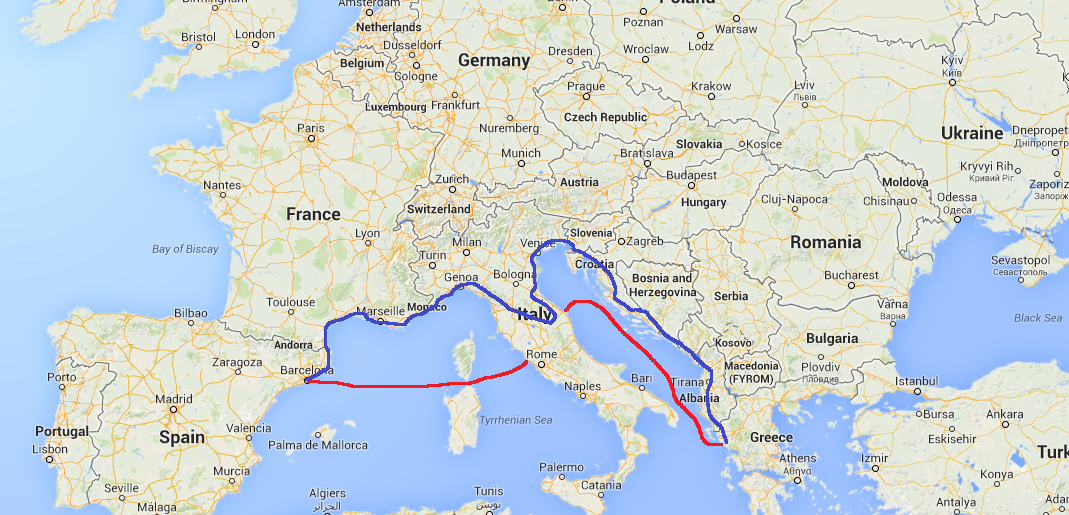Ferries Spain Italy Italy Greece